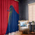 Turks and Caicos Islands Window Curtain with Yellow Hawk Outline and Red Blue Crest Design - Wonder Print Shop
