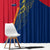 Turks and Caicos Islands Window Curtain with Yellow Hawk Outline and Red Blue Crest Design - Wonder Print Shop