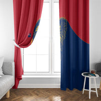 Turks and Caicos Islands Window Curtain with Yellow Hawk Outline and Red Blue Crest Design - Wonder Print Shop