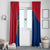 Turks and Caicos Islands Window Curtain with Yellow Hawk Outline and Red Blue Crest Design - Wonder Print Shop