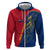 Turks and Caicos Islands Zip Hoodie with Yellow Hawk Outline and Red Blue Crest Design - Wonder Print Shop