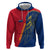 Turks and Caicos Islands Zip Hoodie with Yellow Hawk Outline and Red Blue Crest Design - Wonder Print Shop