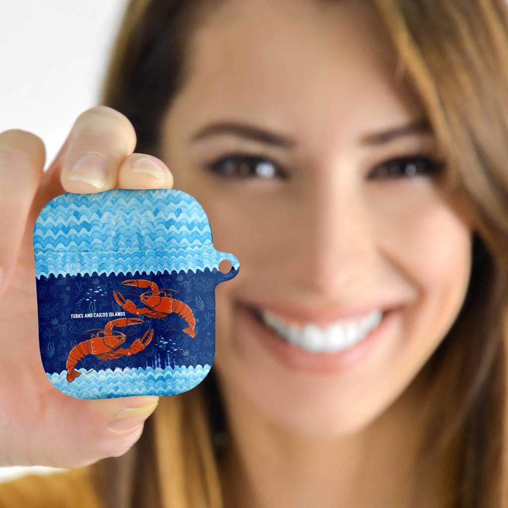 Turks and Caicos Islands AirPods Case with Red Crab and Ocean Wave Coral Reef Design - Wonder Print Shop