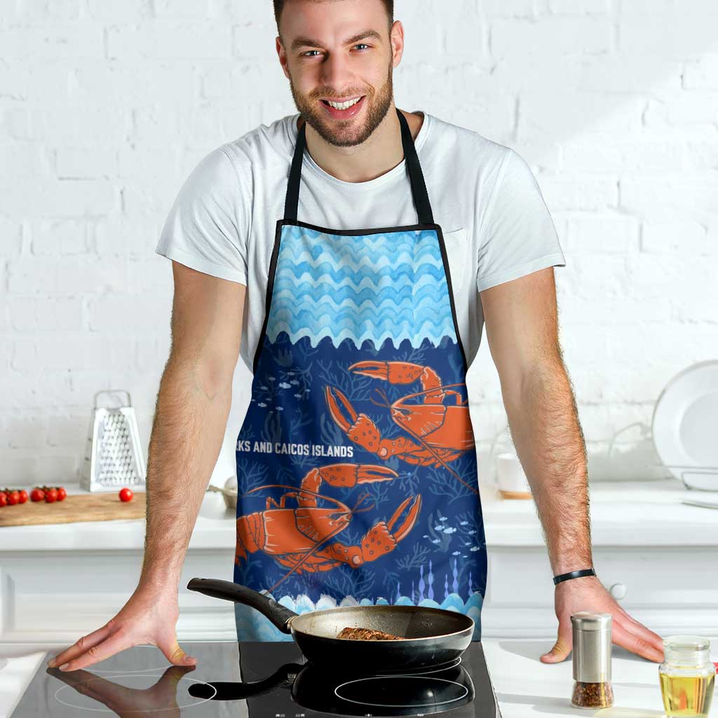 Turks and Caicos Islands Apron with Red Crab and Ocean Wave Coral Reef Design - Wonder Print Shop