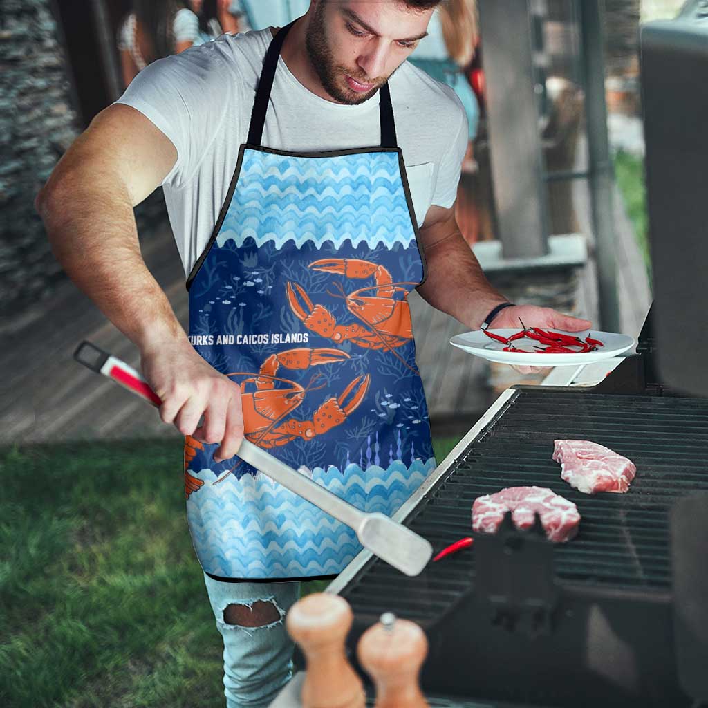Turks and Caicos Islands Apron with Red Crab and Ocean Wave Coral Reef Design - Wonder Print Shop
