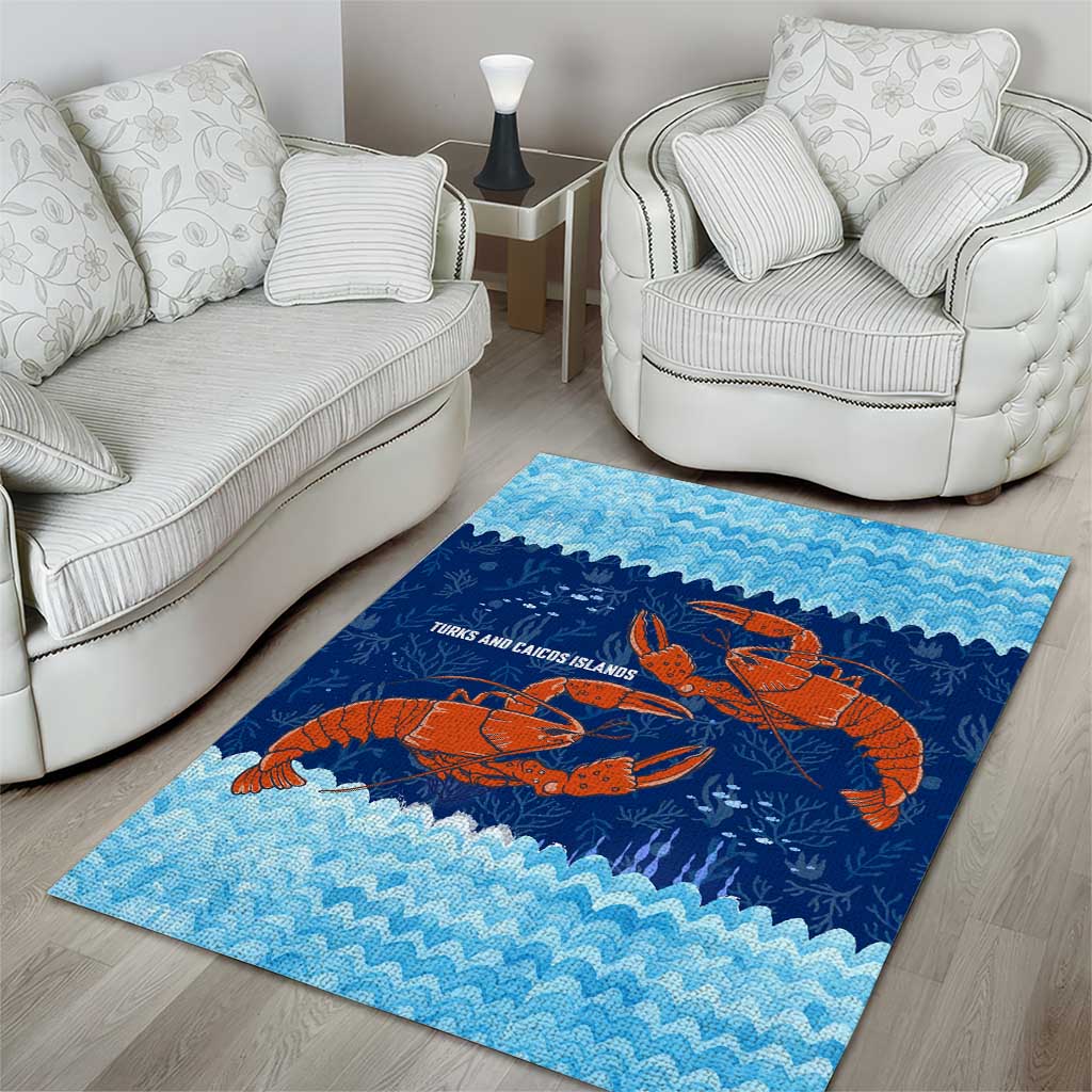 Turks and Caicos Islands Area Rug with Red Crab and Ocean Wave Coral Reef Design - Wonder Print Shop