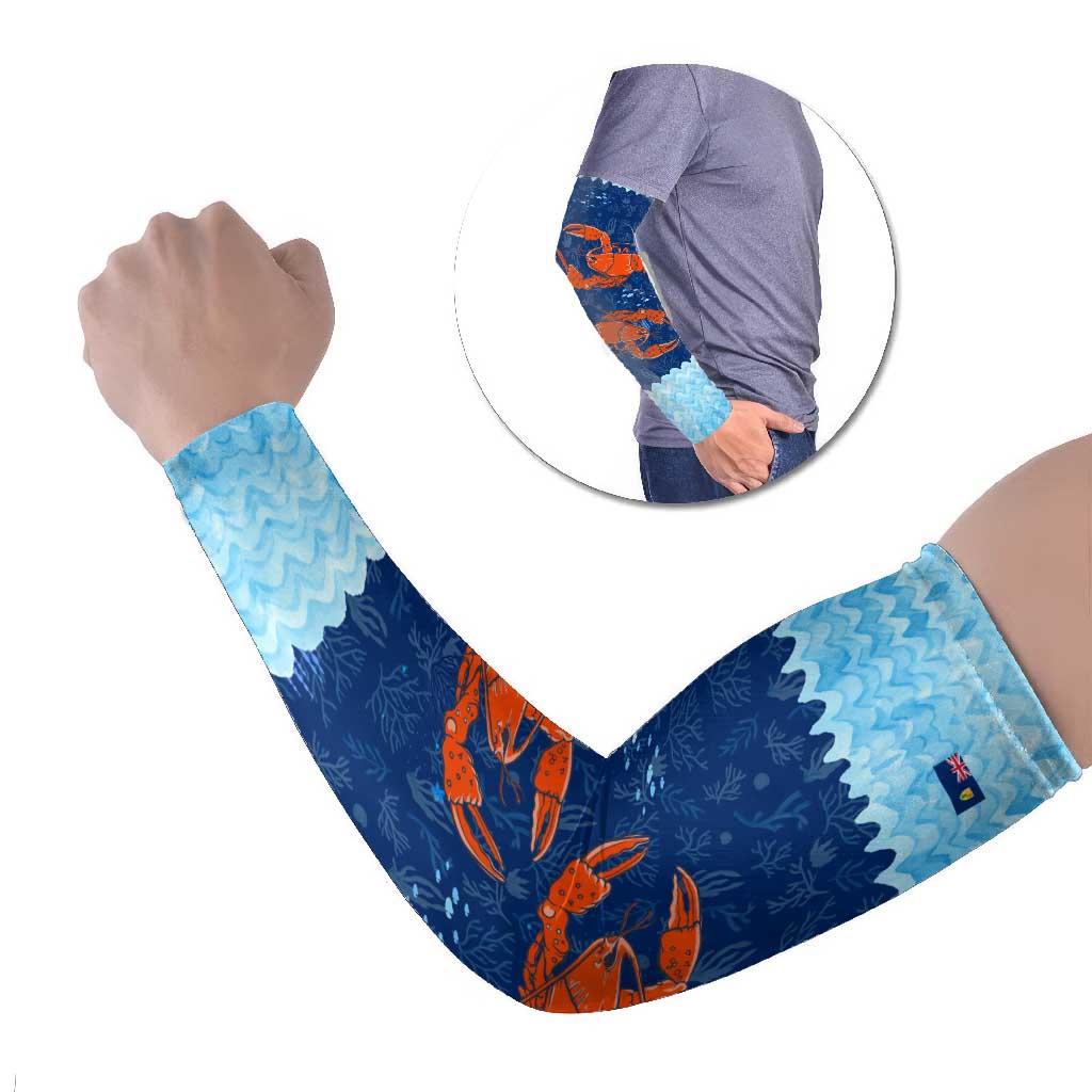 Turks and Caicos Islands Arm Sleeves with Red Crab and Ocean Wave Coral Reef Design - Wonder Print Shop