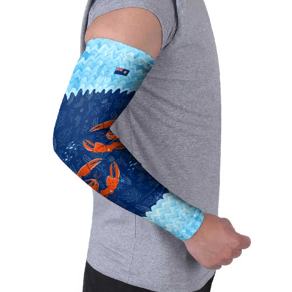 Turks and Caicos Islands Arm Sleeves with Red Crab and Ocean Wave Coral Reef Design - Wonder Print Shop