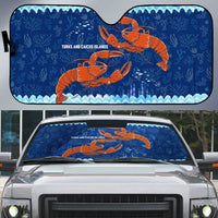 Turks and Caicos Islands Auto Sun Shade with Red Crab and Ocean Wave Coral Reef Design - Wonder Print Shop