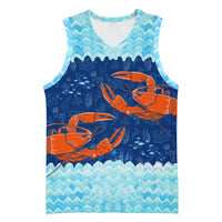 Turks and Caicos Islands Basketball Jersey with Red Crab and Ocean Wave Coral Reef Design - Wonder Print Shop