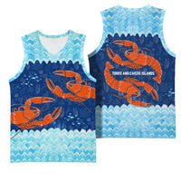 Turks and Caicos Islands Basketball Jersey with Red Crab and Ocean Wave Coral Reef Design - Wonder Print Shop