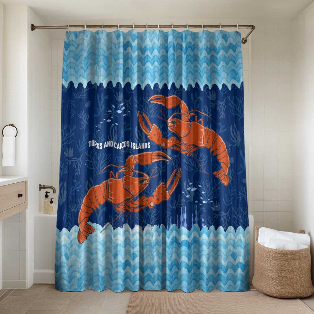 Turks and Caicos Islands Bathroom Set with Red Crab and Ocean Wave Coral Reef Design - Wonder Print Shop