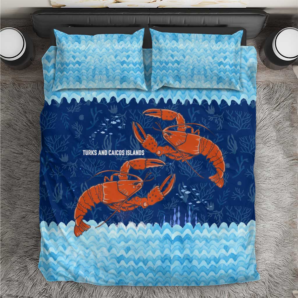 Turks and Caicos Islands Bedding Set with Red Crab and Ocean Wave Coral Reef Design - Wonder Print Shop