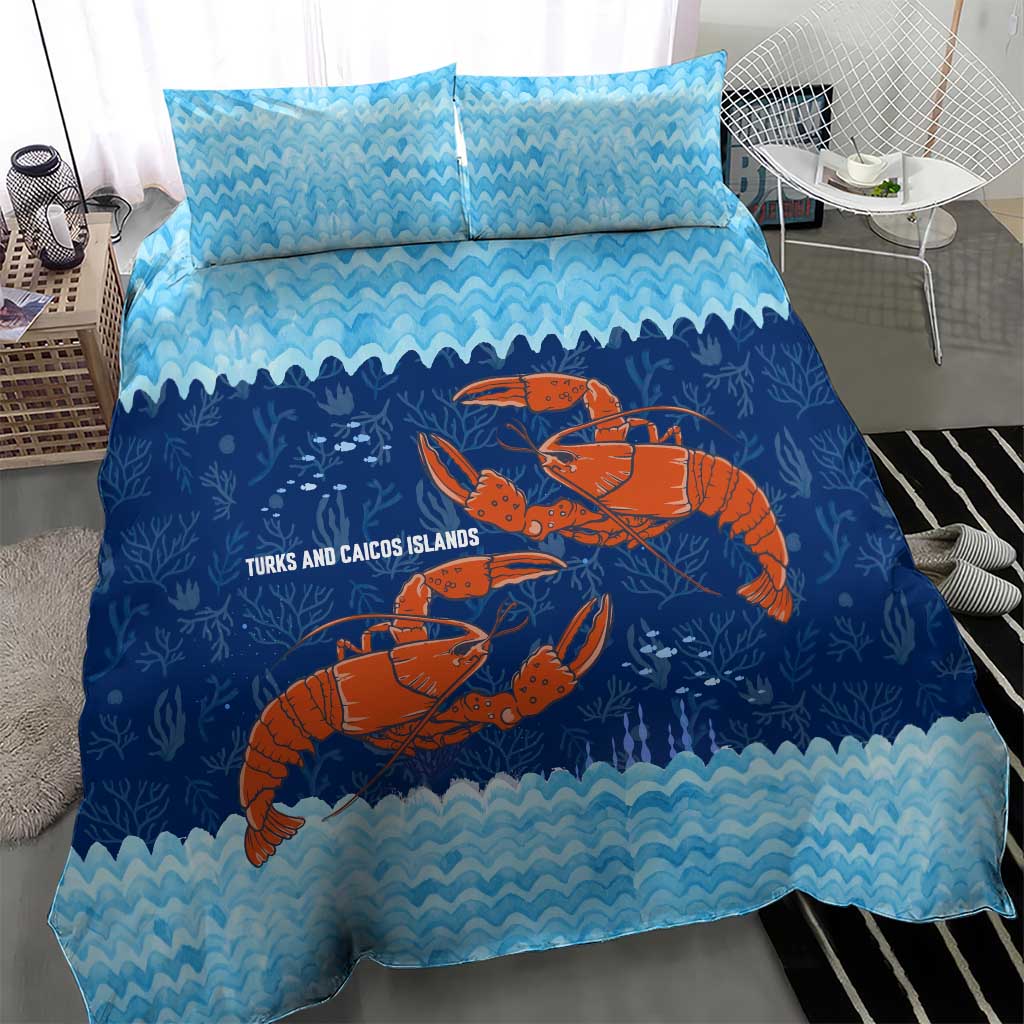 Turks and Caicos Islands Bedding Set with Red Crab and Ocean Wave Coral Reef Design - Wonder Print Shop