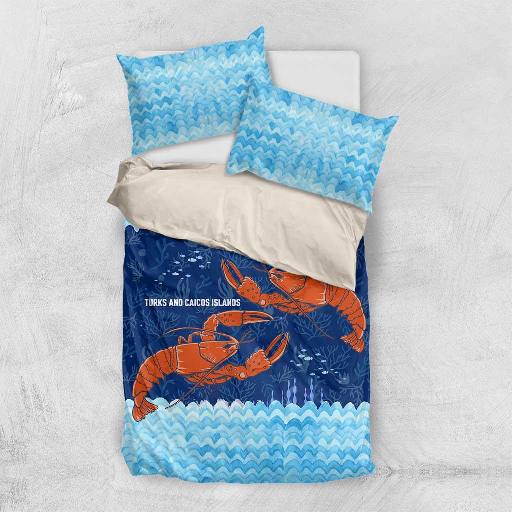 Turks and Caicos Islands Bedding Set with Red Crab and Ocean Wave Coral Reef Design - Wonder Print Shop