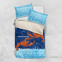 Turks and Caicos Islands Bedding Set with Red Crab and Ocean Wave Coral Reef Design - Wonder Print Shop