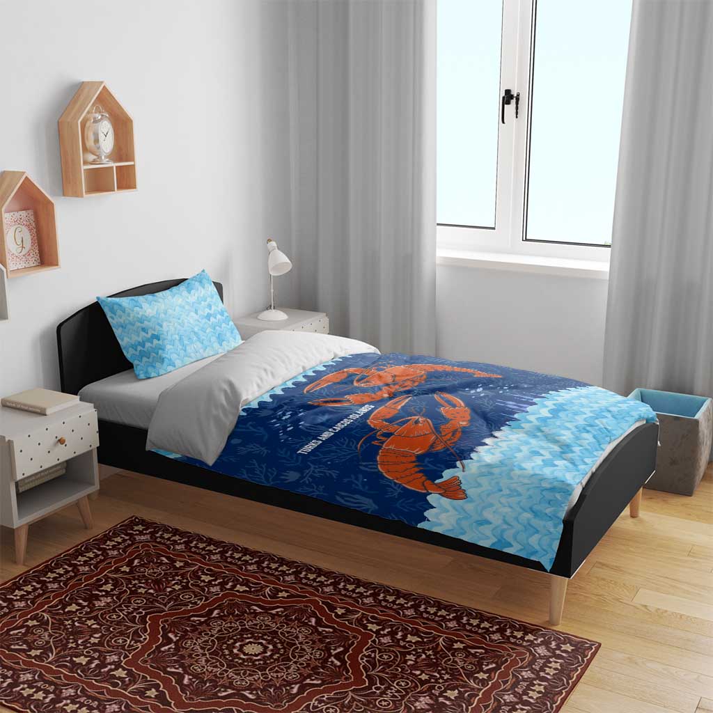 Turks and Caicos Islands Bedding Set with Red Crab and Ocean Wave Coral Reef Design - Wonder Print Shop