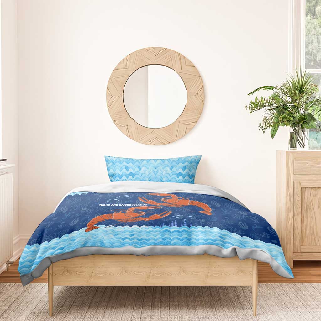 Turks and Caicos Islands Bedding Set with Red Crab and Ocean Wave Coral Reef Design - Wonder Print Shop