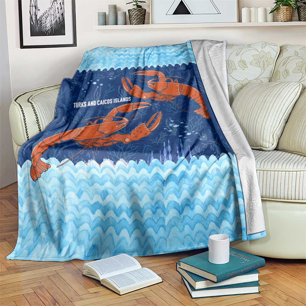 Turks and Caicos Islands Blanket with Red Crab and Ocean Wave Coral Reef Design - Wonder Print Shop