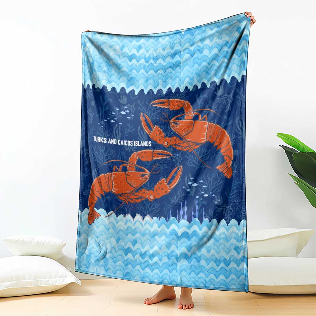 Turks and Caicos Islands Blanket with Red Crab and Ocean Wave Coral Reef Design - Wonder Print Shop