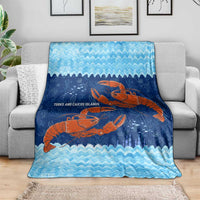 Turks and Caicos Islands Blanket with Red Crab and Ocean Wave Coral Reef Design - Wonder Print Shop