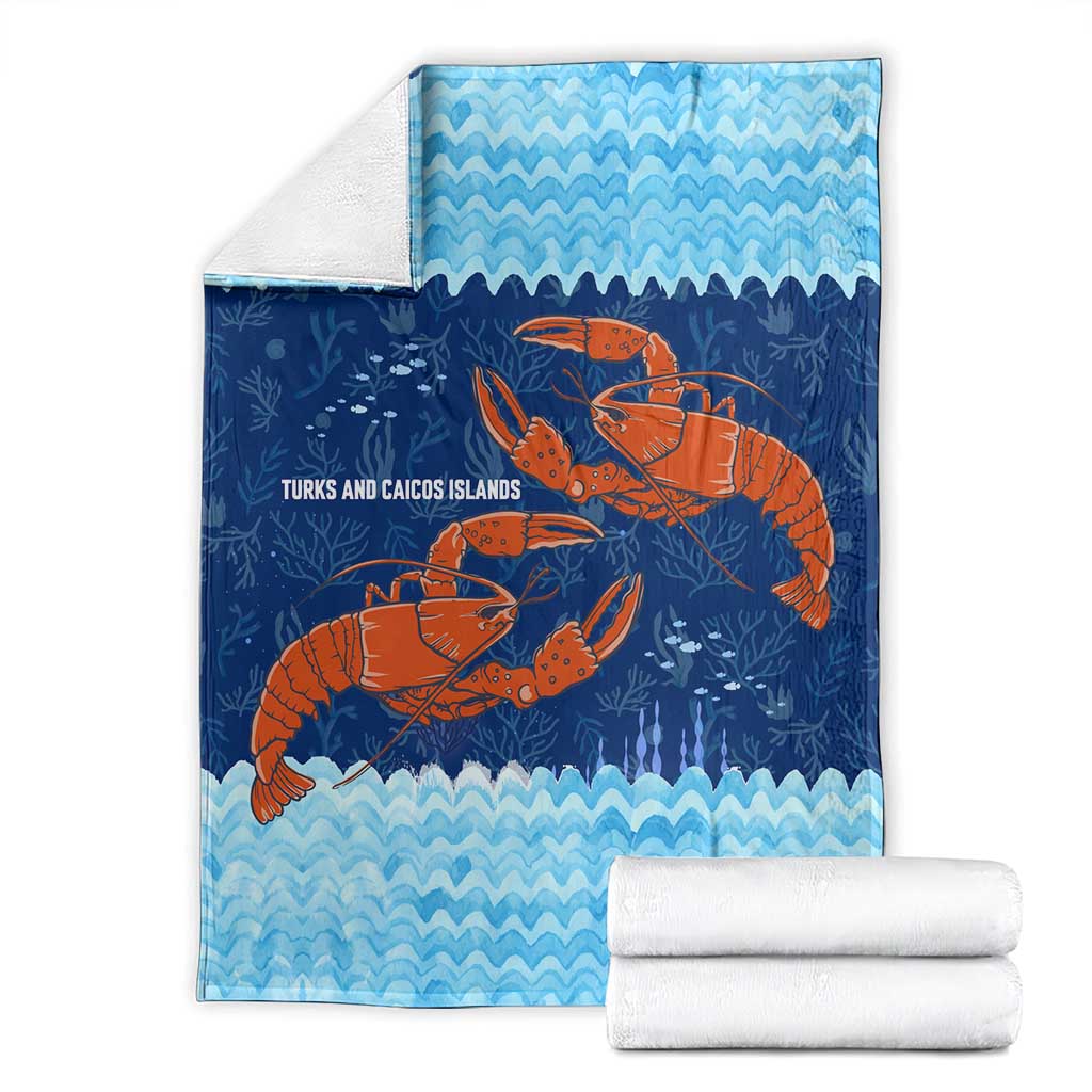 Turks and Caicos Islands Blanket with Red Crab and Ocean Wave Coral Reef Design - Wonder Print Shop