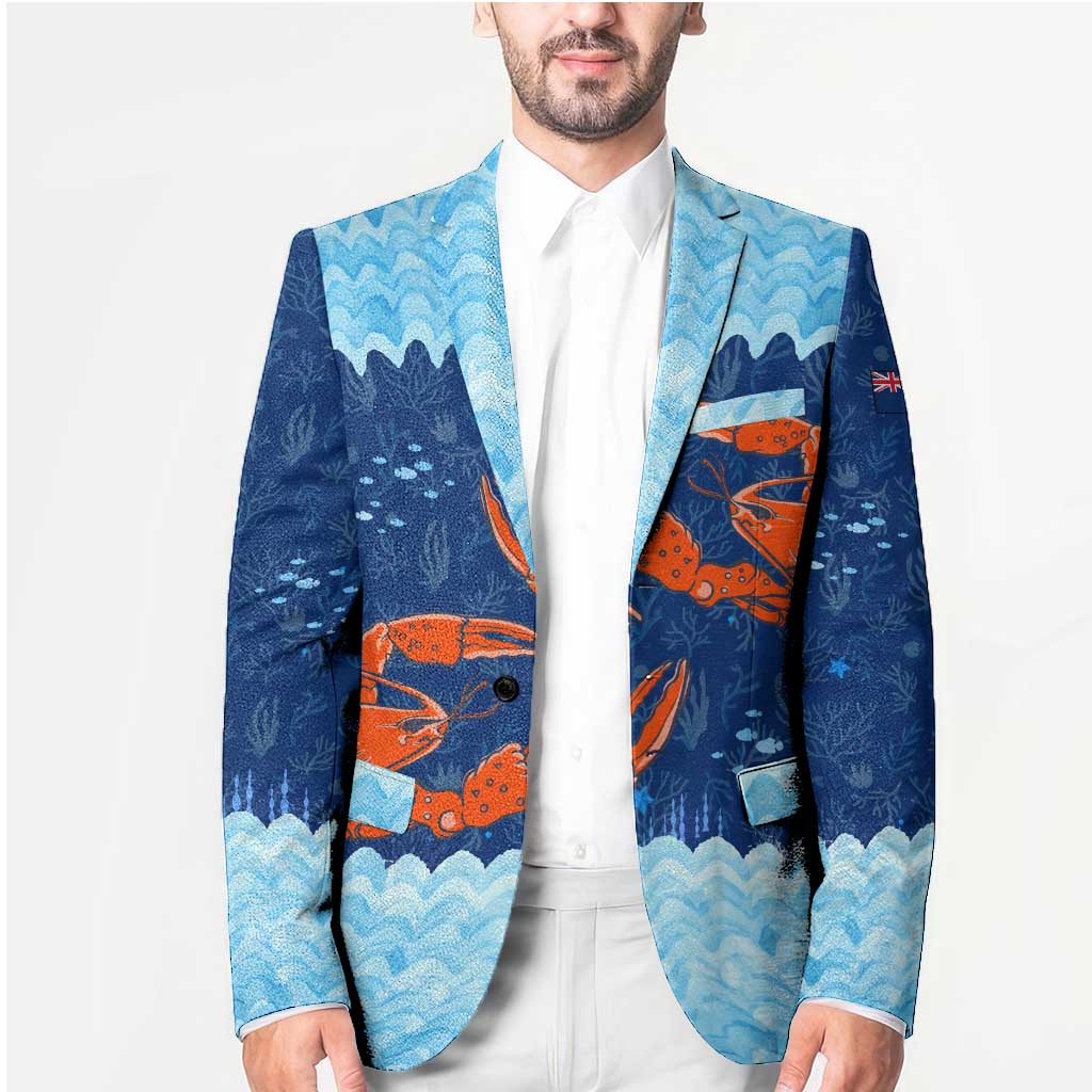 Turks and Caicos Islands Blazer with Red Crab and Ocean Wave Coral Reef Design - Wonder Print Shop