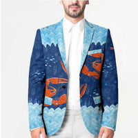 Turks and Caicos Islands Blazer with Red Crab and Ocean Wave Coral Reef Design - Wonder Print Shop