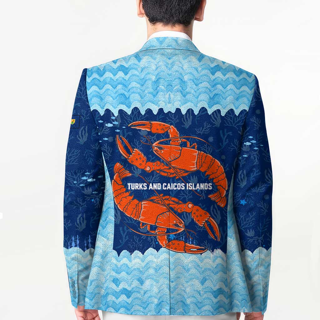 Turks and Caicos Islands Blazer with Red Crab and Ocean Wave Coral Reef Design - Wonder Print Shop
