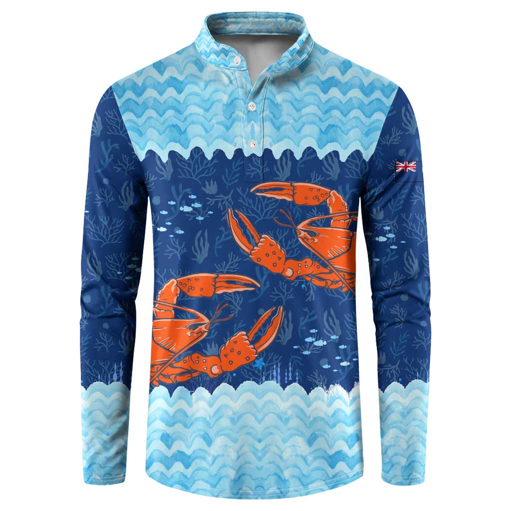 Turks and Caicos Islands Button Sweatshirt with Red Crab and Ocean Wave Coral Reef Design - Wonder Print Shop