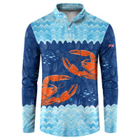 Turks and Caicos Islands Button Sweatshirt with Red Crab and Ocean Wave Coral Reef Design - Wonder Print Shop