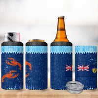 Turks and Caicos Islands 4 in 1 Can Cooler Tumbler with Red Crab and Ocean Wave Coral Reef Design - Wonder Print Shop