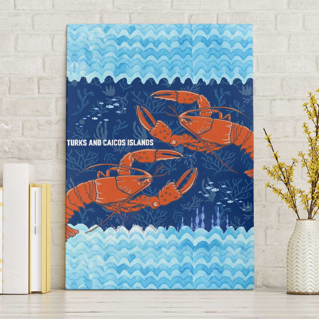 Turks and Caicos Islands Canvas Wall Art with Red Crab and Ocean Wave Coral Reef Design - Wonder Print Shop