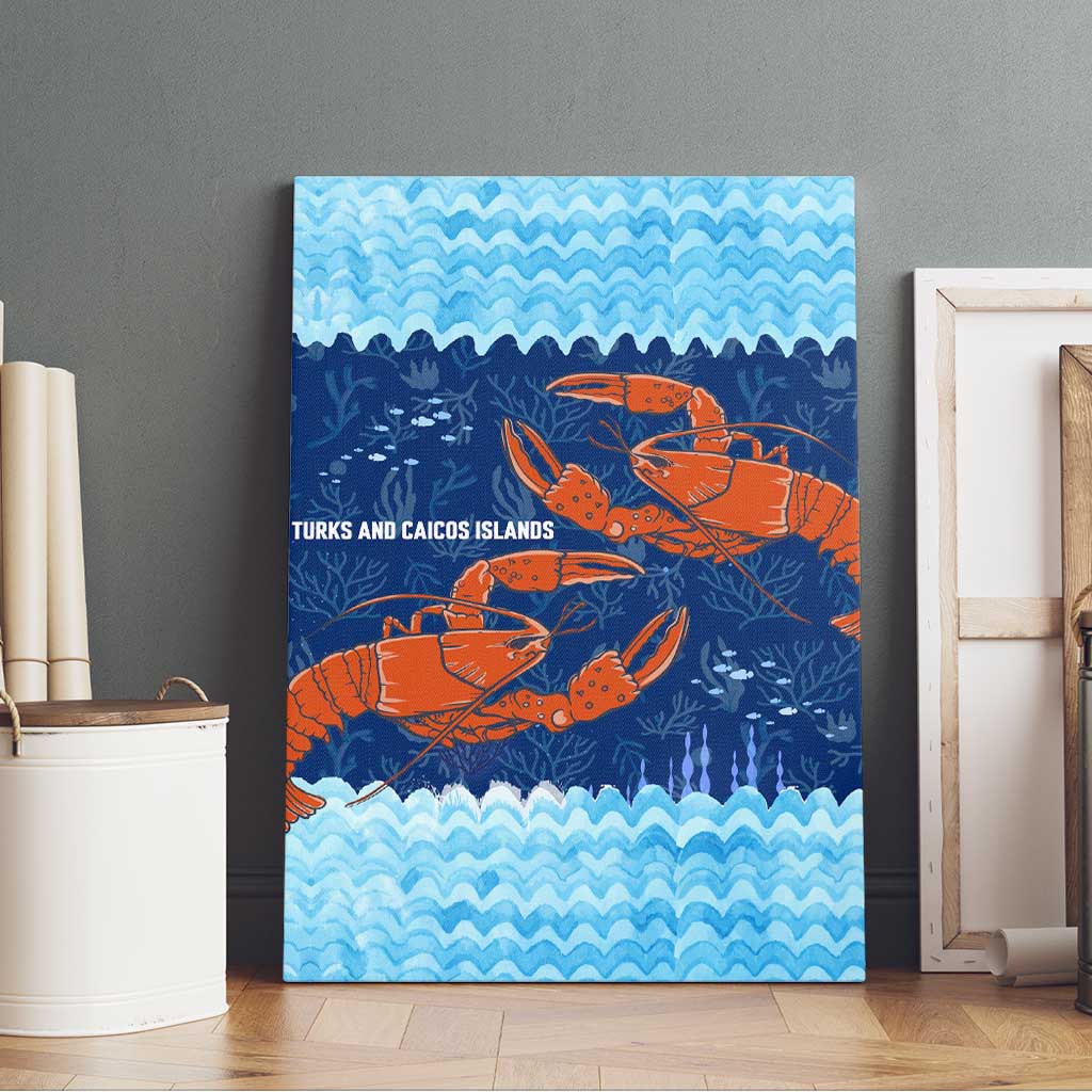 Turks and Caicos Islands Canvas Wall Art with Red Crab and Ocean Wave Coral Reef Design - Wonder Print Shop