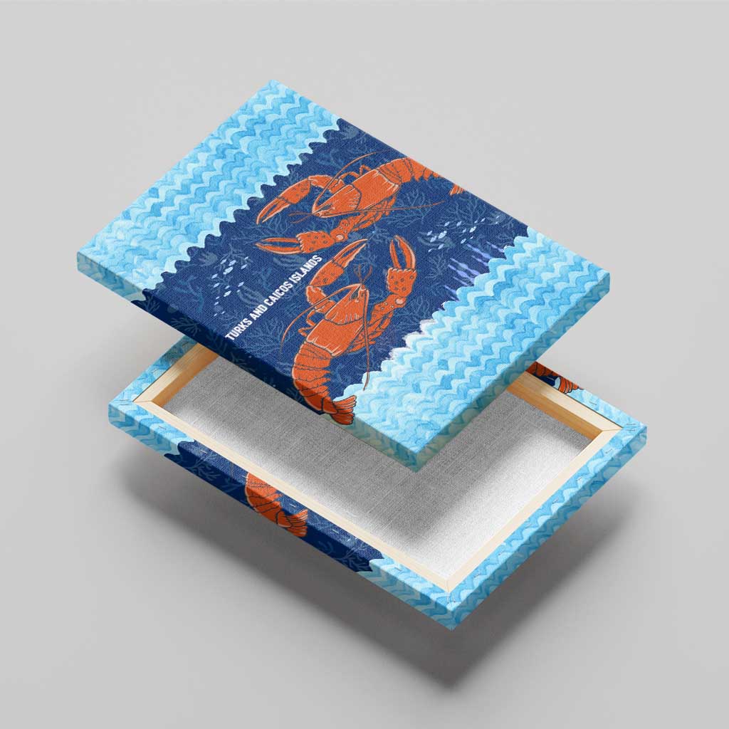 Turks and Caicos Islands Canvas Wall Art with Red Crab and Ocean Wave Coral Reef Design - Wonder Print Shop