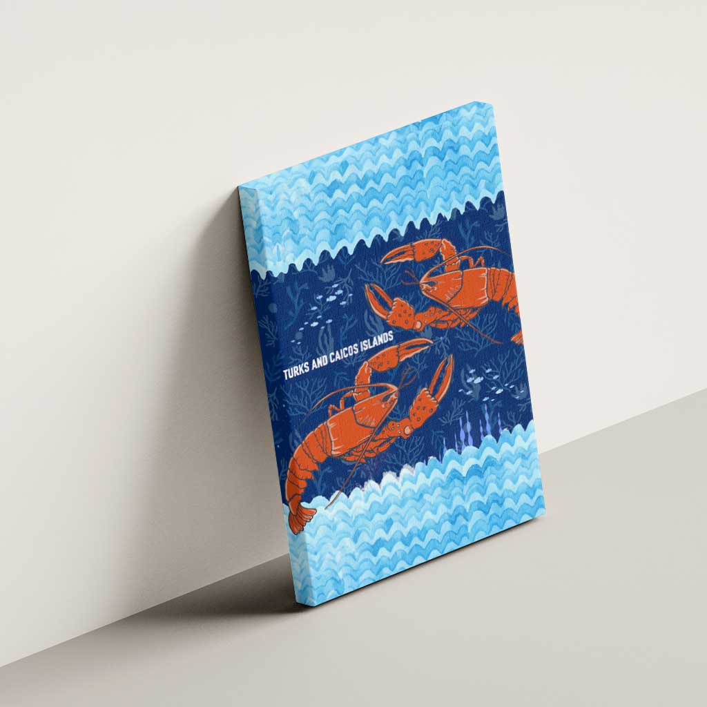 Turks and Caicos Islands Canvas Wall Art with Red Crab and Ocean Wave Coral Reef Design - Wonder Print Shop