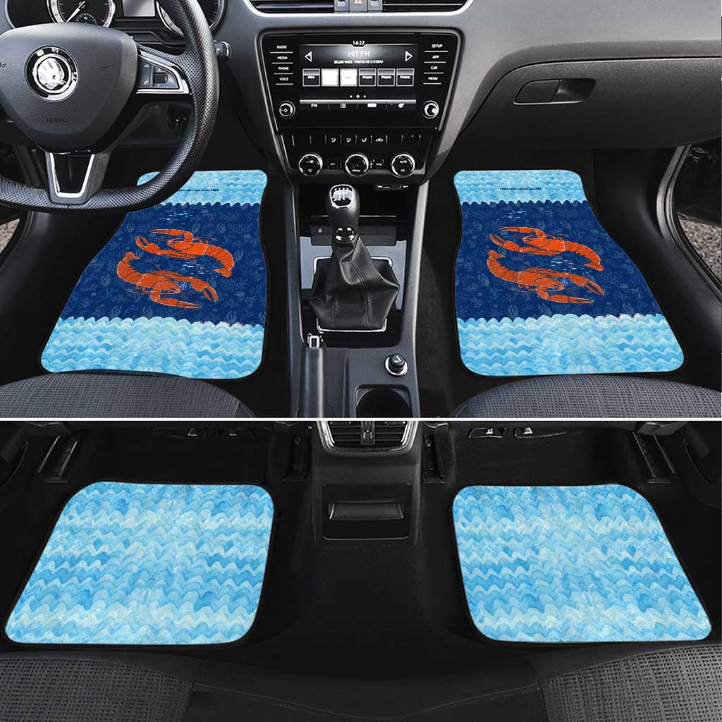 Turks and Caicos Islands Car Mats with Red Crab and Ocean Wave Coral Reef Design - Wonder Print Shop