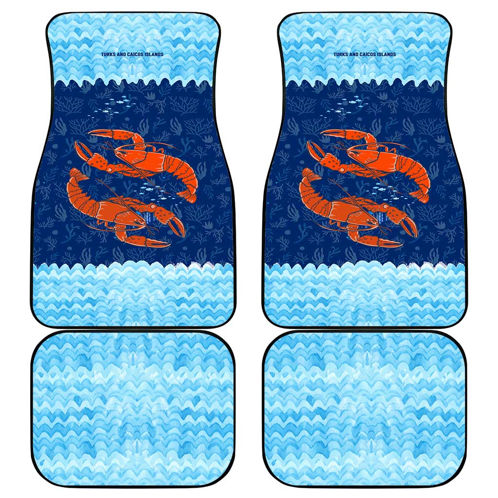Turks and Caicos Islands Car Mats with Red Crab and Ocean Wave Coral Reef Design - Wonder Print Shop