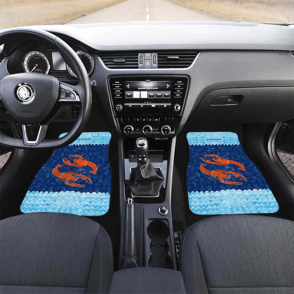 Turks and Caicos Islands Car Mats with Red Crab and Ocean Wave Coral Reef Design - Wonder Print Shop