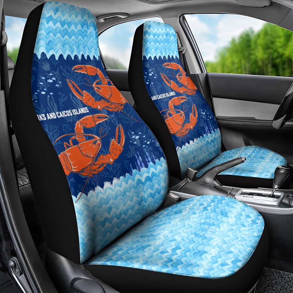 Turks and Caicos Islands Car Seat Cover with Red Crab and Ocean Wave Coral Reef Design - Wonder Print Shop