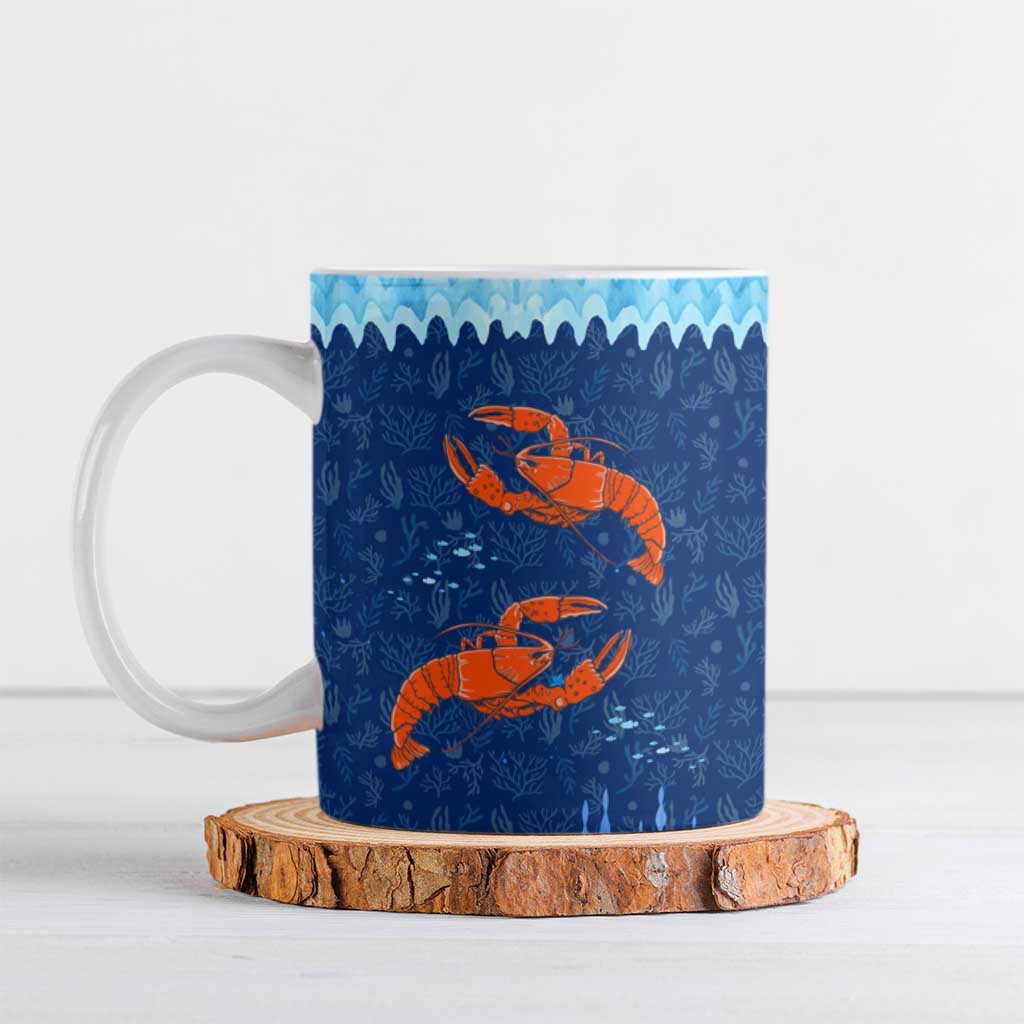 Turks and Caicos Islands Ceramic Mug with Red Crab and Ocean Wave Coral Reef Design - Wonder Print Shop