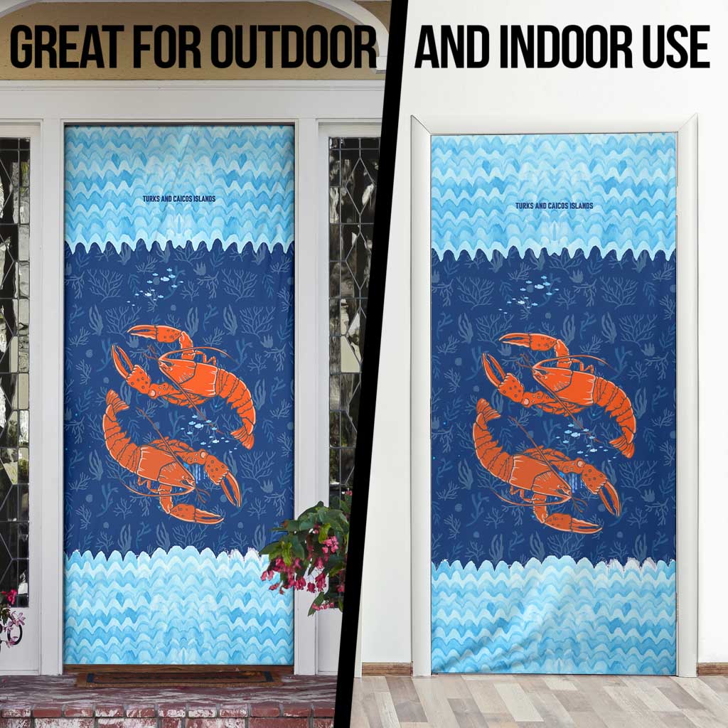 Turks and Caicos Islands Door Cover with Red Crab and Ocean Wave Coral Reef Design - Wonder Print Shop