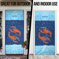 Turks and Caicos Islands Door Cover with Red Crab and Ocean Wave Coral Reef Design - Wonder Print Shop