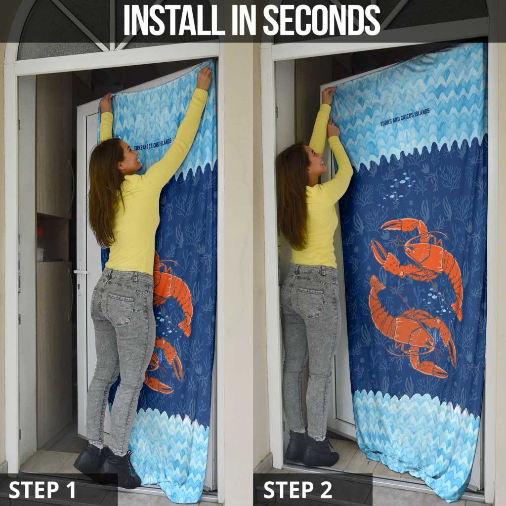 Turks and Caicos Islands Door Cover with Red Crab and Ocean Wave Coral Reef Design - Wonder Print Shop