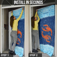 Turks and Caicos Islands Door Cover with Red Crab and Ocean Wave Coral Reef Design - Wonder Print Shop