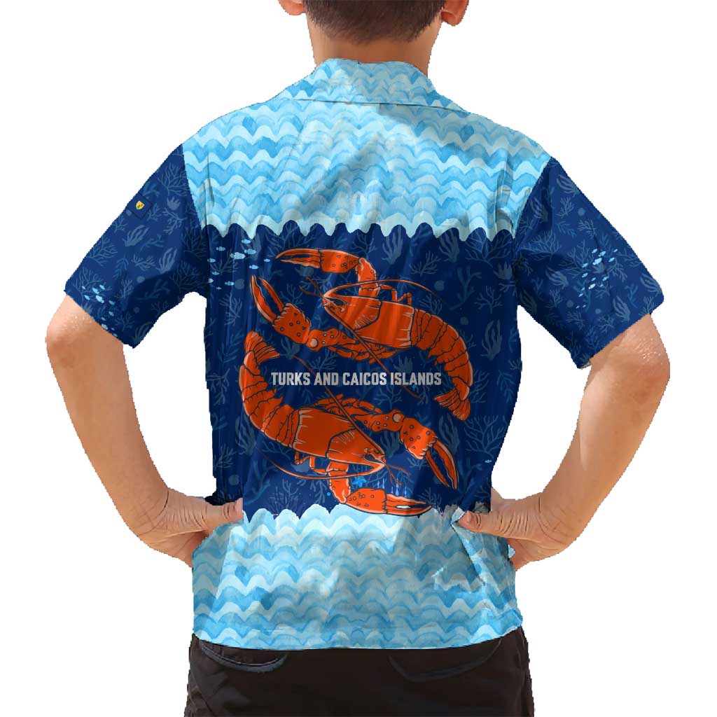 Turks and Caicos Islands Family Matching Long Sleeve Bodycon Dress and Hawaiian Shirt with Red Crab and Ocean Wave Coral Reef Design - Wonder Print Shop