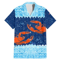 Turks and Caicos Islands Family Matching Mermaid Dress and Hawaiian Shirt with Red Crab and Ocean Wave Coral Reef Design - Wonder Print Shop