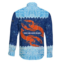 Turks and Caicos Islands Family Matching Off The Shoulder Long Sleeve Dress and Hawaiian Shirt with Red Crab and Ocean Wave Coral Reef Design - Wonder Print Shop