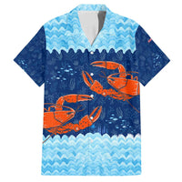 Turks and Caicos Islands Family Matching Puletasi and Hawaiian Shirt with Red Crab and Ocean Wave Coral Reef Design - Wonder Print Shop