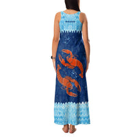 Turks and Caicos Islands Family Matching Tank Maxi Dress and Hawaiian Shirt with Red Crab and Ocean Wave Coral Reef Design - Wonder Print Shop
